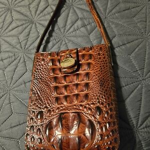 Brahmin Brown Croc-Embossed Crossbody Bag